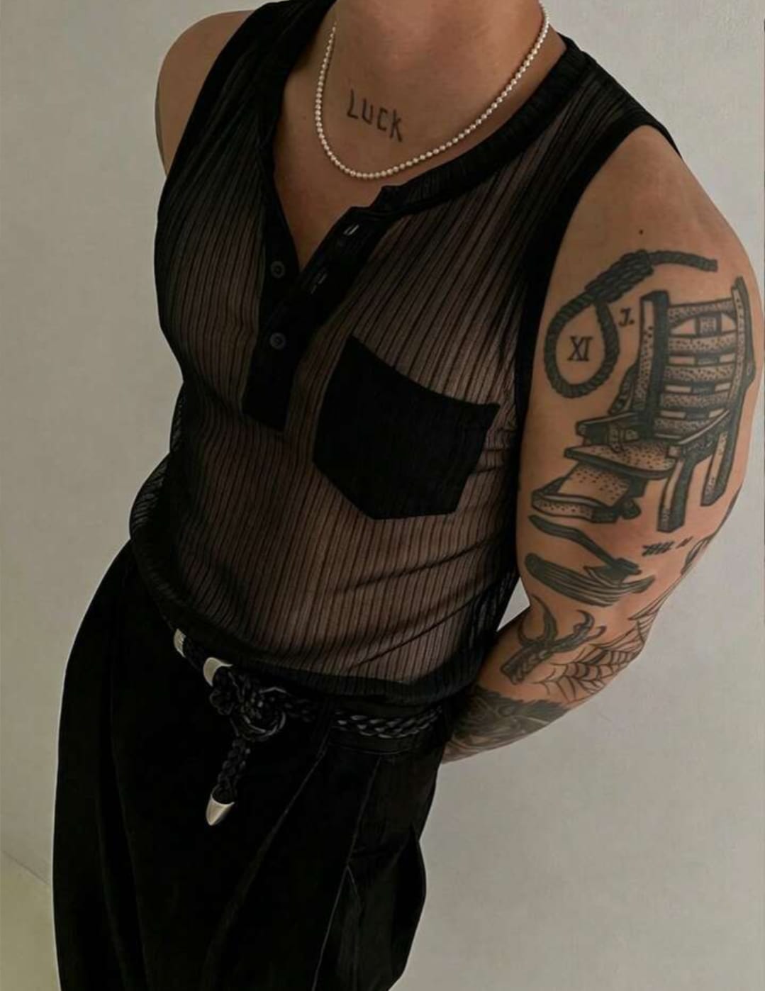 Noir Sheer Henley Tank Top